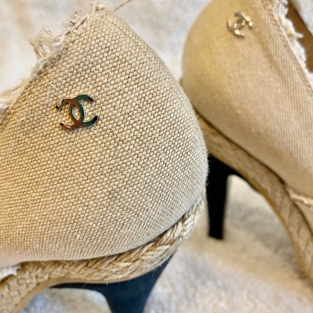 CHANEL Canvas Cap Toe Espadrille Booties (39.5) - Picture 6 of 15